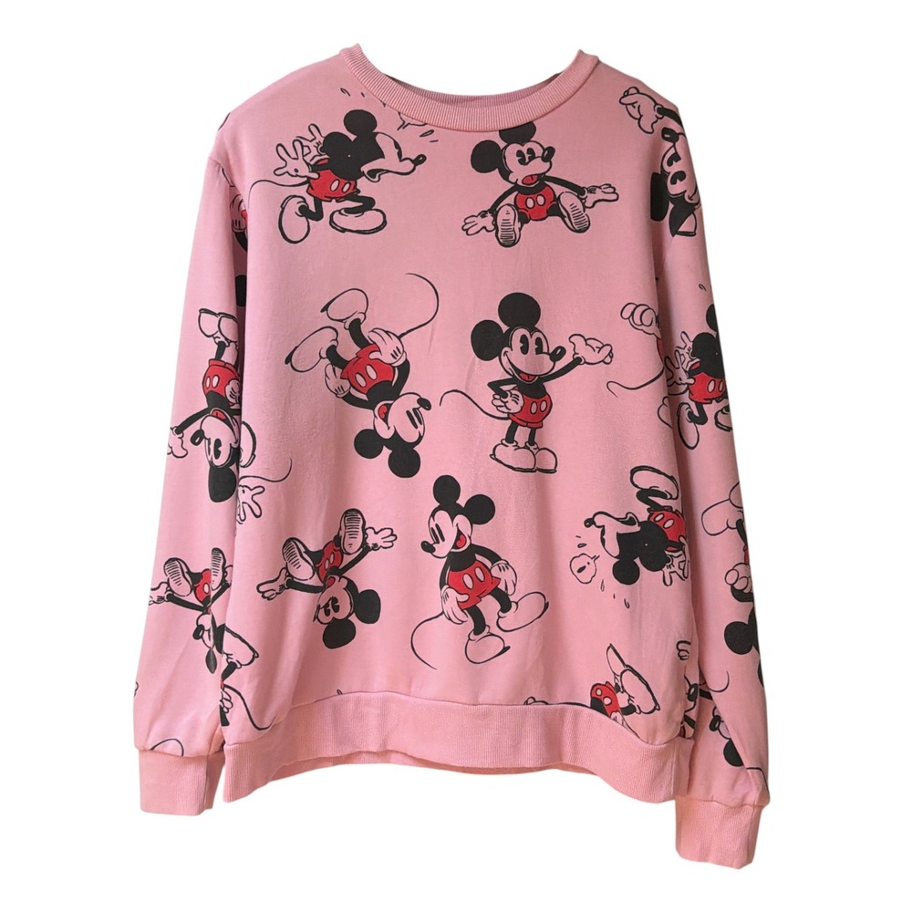 Disney 100 Mickey Mouse All Over Print Pink Crewneck Sweatshirt Womens XL